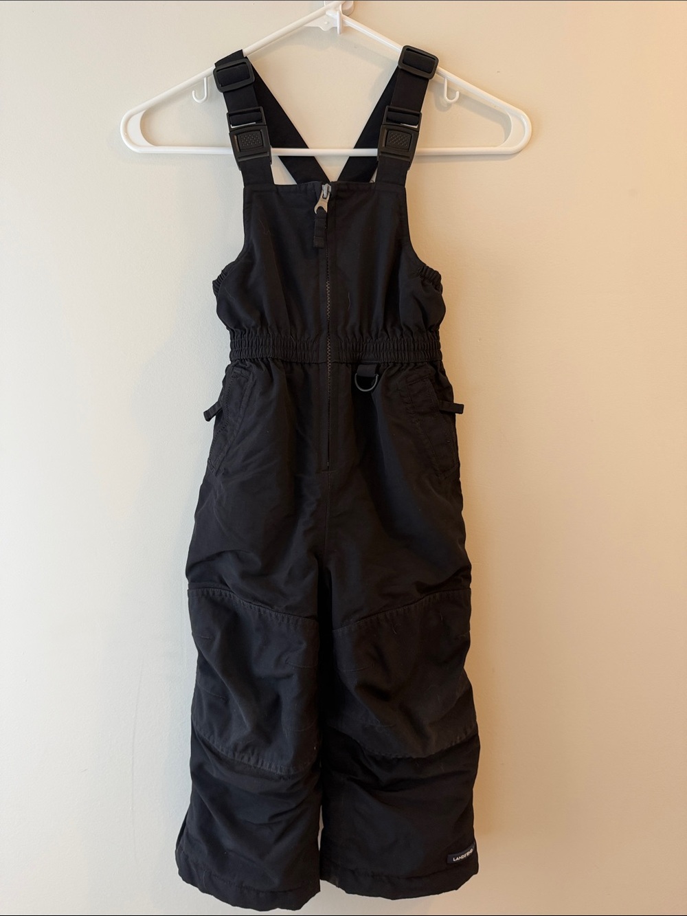 Lands' End Black Kids Snow Bib Overalls with Adjustable Straps